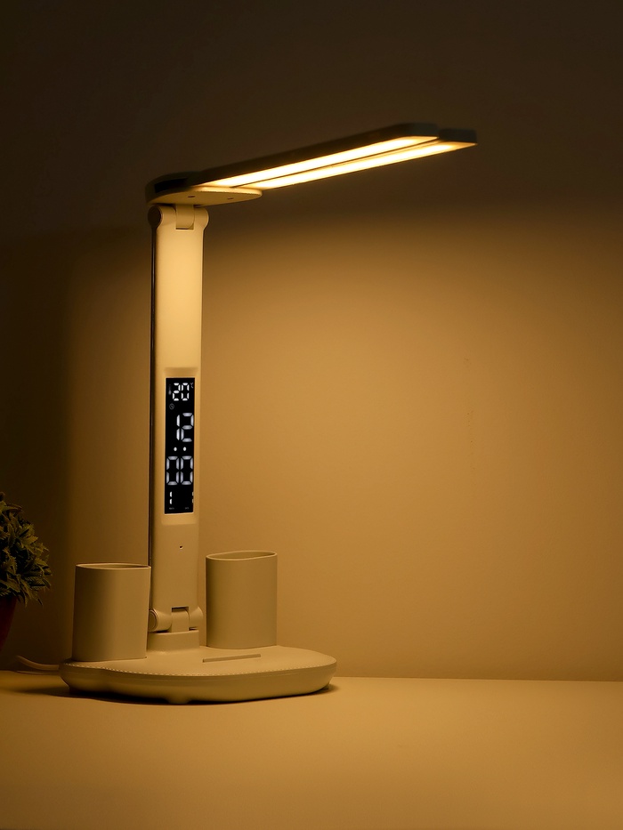 Часы-лампа  электронные: календарь, термометр, LED, 3 режима, USB, 32 x 12  x 17 см - фото 51802860