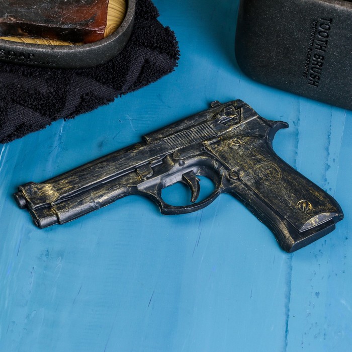 Фигурное мыло "Пистолет" черное золото, 80гр - фото 1907619137