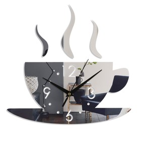 Часы-наклейка, серия: DIY, 'Аромат кофе', 28 х 28 см, 1 АА, серебро