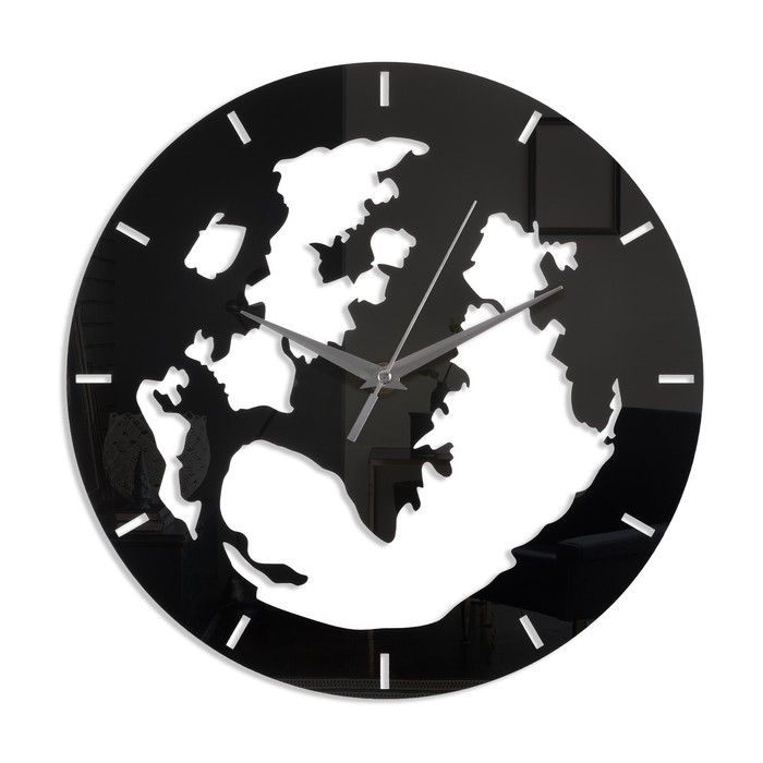 Часы-наклейка, серия: DIY, "Земля", 1 АА, черные