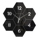 Часы-наклейка "Соты", 27 х 26 см, 1 АА, черные - фото 7028074