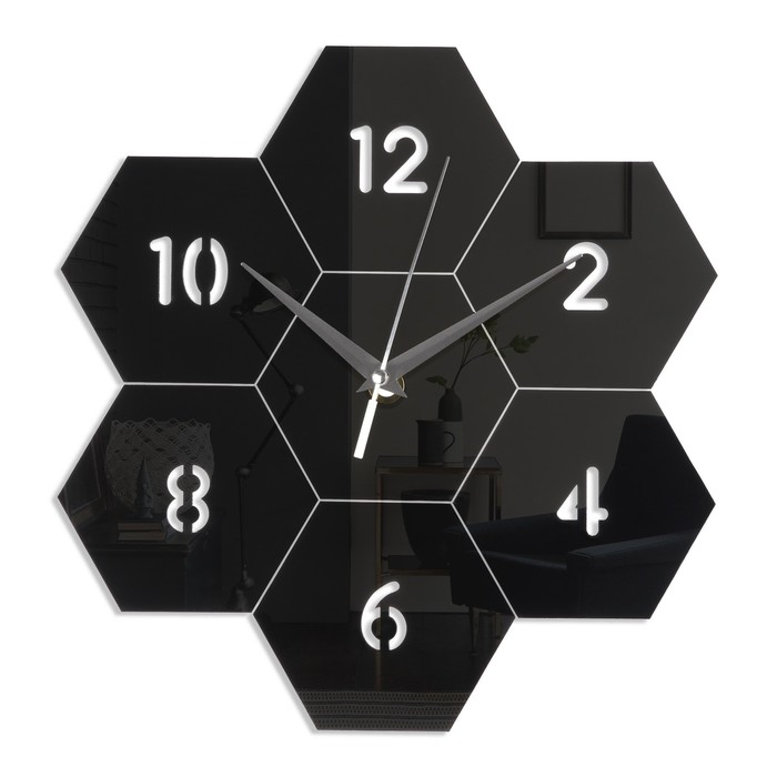 Часы-наклейка "Соты", 27 х 26 см, 1 АА, черные