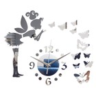 Часы-наклейка "Фея с бабочками", 60 х 60 см, 1 АА, серебро - фото 8884907