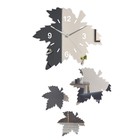 Часы-наклейка "Кленовый лист", часы 25 х 28 см, композиция 56 х 33 см, 1 АА, серебро - фото 6797906