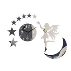 Часы-наклейка, серия: DIY, "Фея на луне", 38.5 х 55 см, 1 АА, серебро - фото 319244829