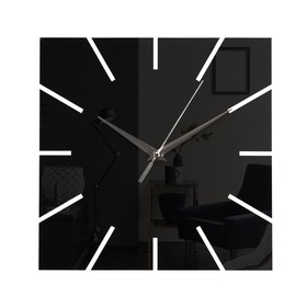 Часы-наклейка, серия: DIY, 'Классика квадрат', 25 х 25 см, 1 АА, черные