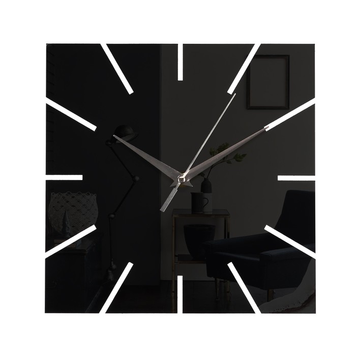 Часы-наклейка, серия: DIY, "Классика квадрат", 25 х 25 см, 1 АА, черные - Фото 1