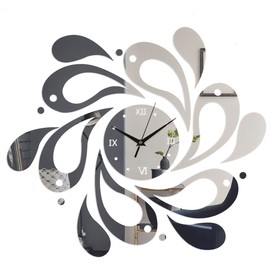 Часы-наклейка 'Капли', 45 х 45 см, 1 АА, серебро