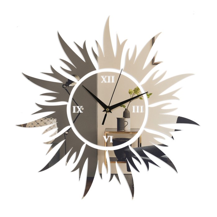 Часы-наклейка, серия: DIY, "Солнце", плавный ход, 40 х 40 см, 1 АА, золото