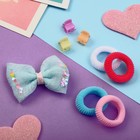 Набор для волос 11 шт "Машенька" бантик голубой (1 зажим,4 резинки,6 крабов) (комплект 6 шт) - фото 35376740