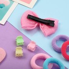 Набор для волос 11 шт "Машенька" бантик розовый сеточка (1 зажим,4 резинки,6 крабов) (комплект 3 шт) - фото 21994952