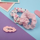 Набор для волос "Милица" 3 шт (невидимка 1 шт - 5 см, резинка 2 шт) фруктики, бело-розовый (комплект 6 шт) - фото 21994994