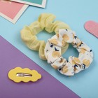 Набор для волос "Милица" 3 шт (невидимка 1 шт - 5 см, резинка 2 шт) фруктики, бело-жёлтый (комплект 6 шт) - фото 21995003