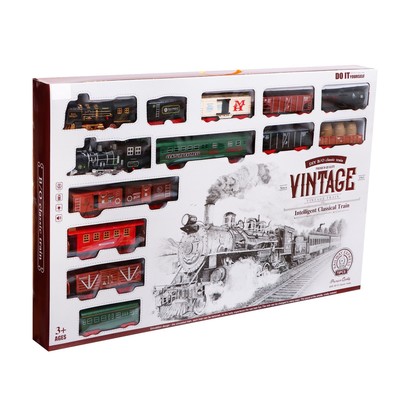 Уценка Железная дорога «Винтаж», 2 состава в комплекте, свет и звук, работает от батареек