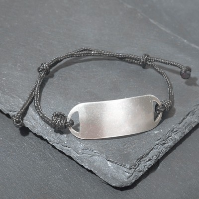 Браслет-мотиватор на чёрной нити пустой под нанесение, нержавеющая сталь, h=17, d=7 см