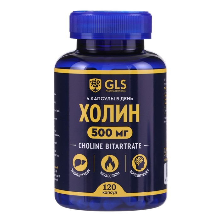 Холин GLS для мозга и похудения, 120 капсул по 400 мг - Фото 1