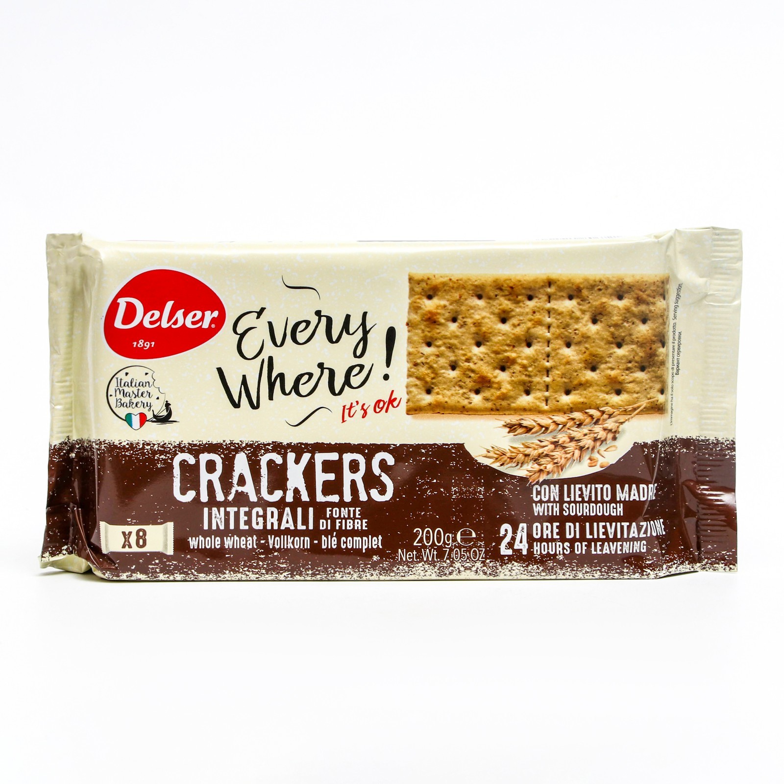 Крекеры Delser Crackers integrali из непросеянной муки, 200 г