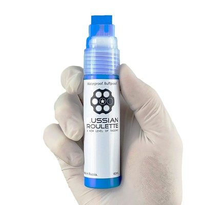 Маркер для граффити Russian Roulette, на водной основе, 15 мм 40 мл, цвет blue paint