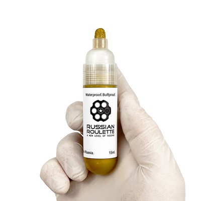 Маркер для граффити Russian Roulette, 8 mm, 15 мл, цвет gold paint