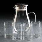 Набор питьевой из стекла Magistro «Стиль», 5 предметов: кувшин 1,8 л, 4 кружки 300 мл - фото 2727305