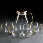 Набор для напитков из стекла Magistro «Льдинка», 5 предметов: кувшин 1,6 л, 4 кружки 300 мл - Фото 2