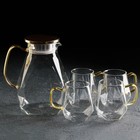 Набор для напитков из стекла Magistro «Льдинка», 5 предметов: кувшин 1,6 л, 4 кружки 300 мл - фото 6798499