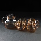 Набор для напитков Magistro «Голден», 5 предметов: кувшин 1 л, 4 кружки 350 мл, стекло, золотистый - Фото 2