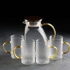 Набор питьевой из стекла Magistro «Сара», 5 предметов: кувшин 1,5 л, 4 кружки 400 мл - фото 3816142
