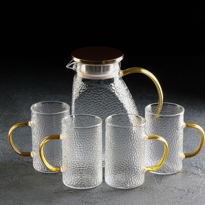 Набор для напитков из стекла Magistro «Сара», 5 предметов: кувшин 1,5 л, 4 кружки 400 мл - Фото 1
