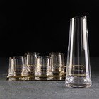 Набор для напитков из стекла Magistro «Гармония», 6 предметов: кувшин 1,1 л, 4 бокала 260 мл, поднос - фото 6798554
