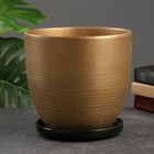 Горшок для цветов «Амелия», 4.7 л, d=21.5 см, h=19.5 см, керамический, с поддоном, золотистый - Фото 1