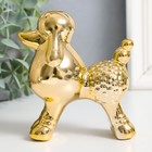 Сувенир керамика "Пудель" золото 5х10х10,7 см - фото 24091658
