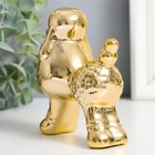 Сувенир керамика "Пудель" золото 5х10х10,7 см - фото 24091660