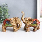 Сувенир керамика "Индийские слоны" набор 2 шт 8х14х10 см 7,5х14х14 см - фото 319246065