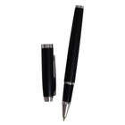 Ручка подарочная шариковая в кожзам футляре, корпус черный с серебром - фото 6798669