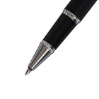 Ручка подарочная шариковая в кожзам футляре, корпус черный с серебром - фото 6798670