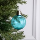 Ёлочный шар «Дед Мороз» голубой, батарейки, 1 LED, свечение тёплое белое - фото 6798697