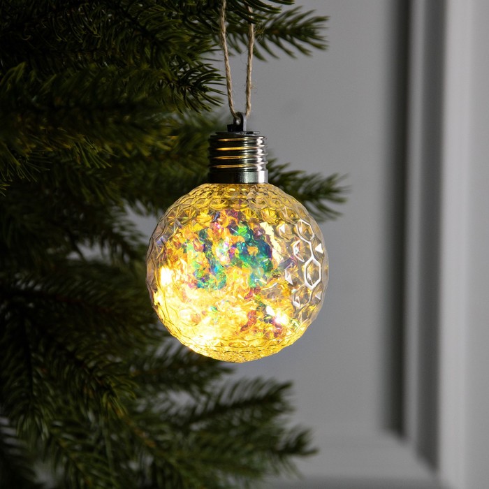 Ёлочный шар «Ретро», 8х10 см, 5 LED, от батареек, свечение тёплое белое - Фото 1