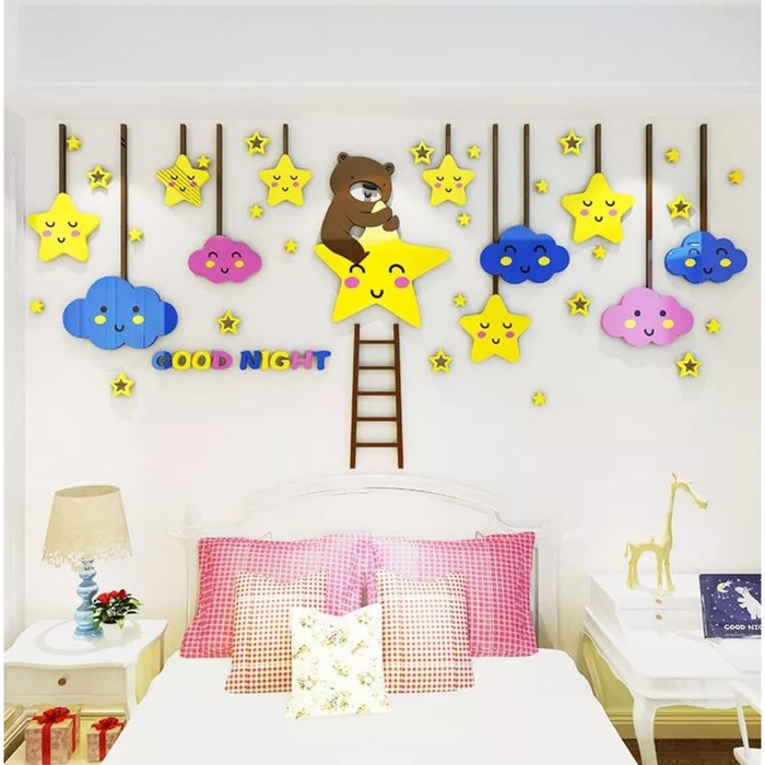 Наклейки интерьерные "Звезды", детские, декор на стену, панно 120 х 57 см - Фото 1