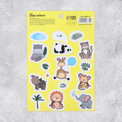 Наклейки детские бумажные «Джунгли», 14 х 21 см