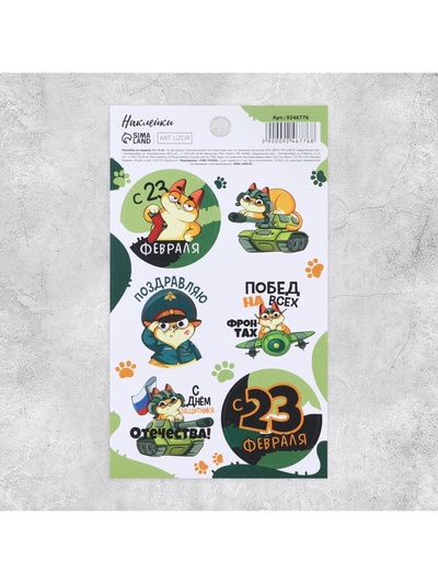 Наклейки для подарков и цветов «23 февраля», 9×16 см