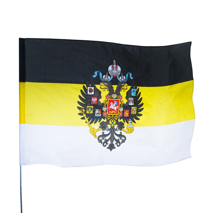 Флаг Российской империи с гербом, большой 135 х 90 см, полиэстер - Фото 1