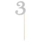 Топпер в торт «Цифра 3», серебряный - Фото 1