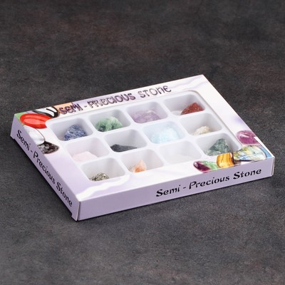 Коллекция сувенирных минералов, набор 12 шт., 14.2×10.5 см