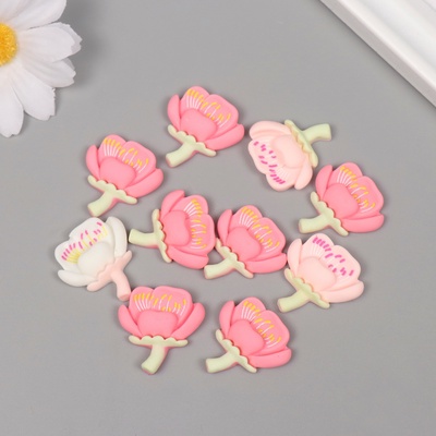 Декор для творчества пластик «Распустившийся тюльпан», набор 10 шт., МИКС