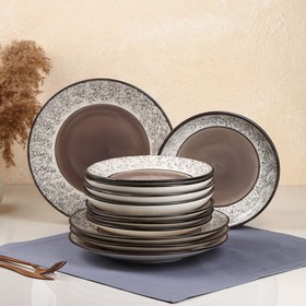 Набор посуды "Арабская ночь", 12 шт, керамика, серый, 1 сорт, Иран