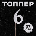 Топпер в торт «Цифра 6», цвет серебро - Фото 1