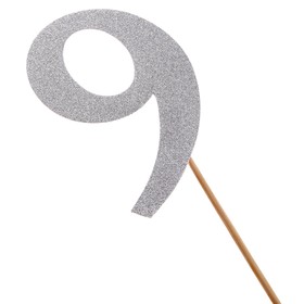 Топпер в торт «Цифра 9», цвет серебро (комплект 7 шт)