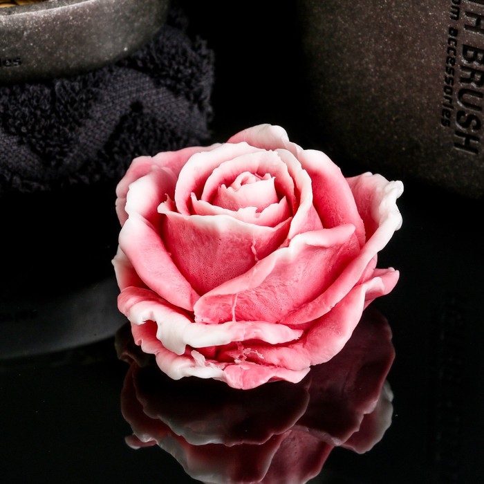 Фигурное мыло "Роза" красная с белым, 67гр - Фото 1