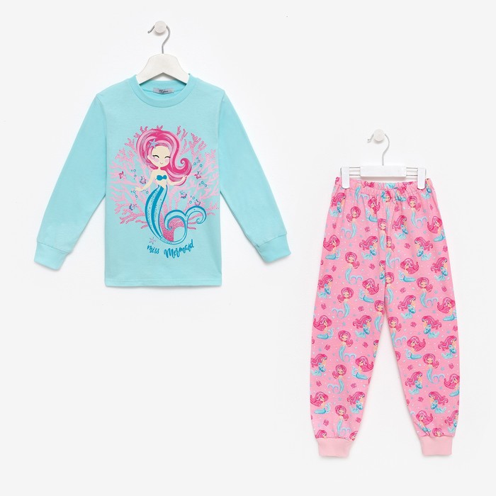 Пижама для девочки, цвет розовый/мятный, рост 86-92 см